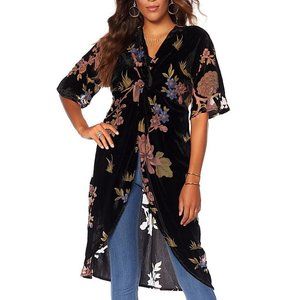 Colleen Lopez Burnout Velvet Tunic Top with Cami XL